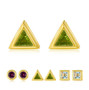 peridot trillion bezel set stud earrings in 18k yellow gold over sterling silver