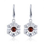 dancing garnet and white zircon dangle earrings in rhodium over sterling silver