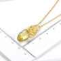 lemon quartz briolette angel pendant necklace in 18k yellow gold over sterling silver shown for size comparison