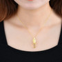 lemon quartz briolette angel pendant necklace in 18k yellow gold over sterling silver worn around the neck
