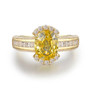 full view of yellow sapphire and diamond half halo 18k yellow gold ring