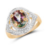 mystic topaz oval solitaire ring in yellow gold and rhodium over sterling silver