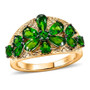 chrome diopside floral cluster wide band ring in 18k vermeil yellow gold over sterling silver front
