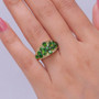 chrome diopside floral cluster wide band ring in 18k vermeil yellow gold over sterling silver on hand model
