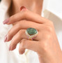 tsavorite garnet and multi gemstone cluster dome ring in 18k vermeil yellow gold over sterling silver on hand model