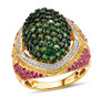 tsavorite garnet and multi gemstone cluster dome ring in 18k vermeil yellow gold over sterling silver front