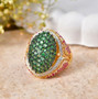 tsavorite garnet and multi gemstone cluster dome ring in 18k vermeil yellow gold over sterling silver live studio