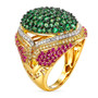 tsavorite garnet and multi gemstone cluster dome ring in 18k vermeil yellow gold over sterling silver side profile