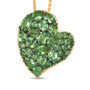 tsavorite garnet heart shaped cluster pendant necklace in 18k vermeil yellow gold and black rhodium over sterling silver front