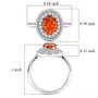 sunstone and white zircon oval double halo ring in rhodium over sterling silver shown for size comparison
