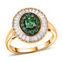 tsavorite garnet and moissanite double halo ring in 18k vermeil yellow gold over sterling silver front
