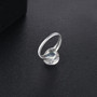 full view of blue chalcedony solitaire ring in rhodium over sterling silver
