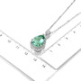 green fluorite and white zircon pear pendant necklace in rhodium over sterling silver