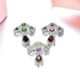 full view of multi gemstone brooch in rhodium over sterling silver