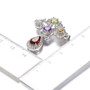 multi gemstone brooch in rhodium over sterling silver