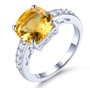 natural citrine and white zircon ring in rhodium over 925 sterling silver