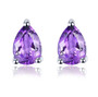 amethyst 7x5mm pear shape stud earrings in rhodium over sterling silver