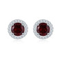 swiss blue topaz and white zircon round halo stud earrings in rhodium over sterling silver