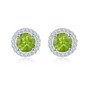 swiss blue topaz and white zircon round halo stud earrings in rhodium over sterling silver