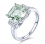 prasiolite and white zircon scroll design ring rhodium over sterling silver