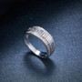 diamond cut mens rhodium over 925 sterling silver wedding band ring shown in a lifestyle photo