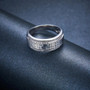 close up of diamond cut mens rhodium over 925 sterling silver wedding band ring