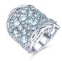 full view of natural garnet cluster ring in rhodium over sterling silver