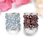 natural garnet cluster ring in rhodium over sterling silver shown in a lifestyle photo