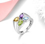 multi gemstone bezel quad ring in rhodium over sterling silver shown in a lifestyle photo