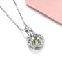 peridot and white zircon halo necklace in rhodium over sterling silver
