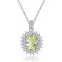 lemon quartz and white zircon halo necklace in rhodium over sterling silver