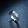 natural white zircon rhodium over sterling silver gents band ring shown in a lifestyle photo