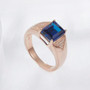 mens lab sapphire and zircon 18k rose gold over sterling silver ring shown in a lifestyle photo