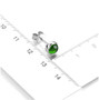 chrome diopside round cabochon stud earrings in rhodium over sterling silver shown for size comparison