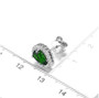 chrome diopside pear halo stud earrings in rhodium over sterling silver shown for size comparison