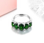 full view of chrome diopside band ring in rhodium over sterling silver