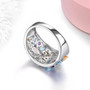 full view of opal and multi gemstone band cluster ring in rhodium over sterling silver