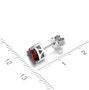 6mm trillion garnet stud earrings in rhodium over sterling silver shown for size comparison