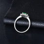 side view of tsavorite garnet and diamond halo 14k white gold ring