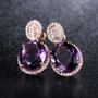 amethyst and diamond 14k rose gold drop earrings live studio