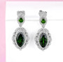 chrome diopside marquise halo drop earrings in rhodium over sterling silver shown in a lifestyle photo