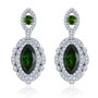 chrome diopside marquise halo drop earrings in rhodium over sterling silver