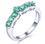 full view of spessartine garnet or emerald stacking band ring in rhodium over sterling silver