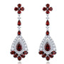 royal garnet and white zircon dangle earrings in rhodium over sterling silver