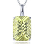 prasiolite smoky or lemon quartz emerald cut pendant necklace in rhodium over sterling silver