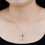 prasiolite smoky or lemon quartz emerald cut pendant necklace in rhodium over sterling silver worn around the neck