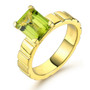 peridot and emerald cut solitaire 18k yellow gold over sterling silver ring