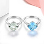 full view of prasiolite cushion cut solitaire ring in rhodium over sterling silver