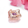 back view of rose de france amethyst and white zircon openwork brooch in 18k rose gold over sterling silver
