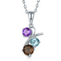 multi gemstone modern swirl pendant necklace in rhodium over sterling silver